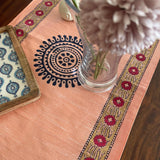 Polysilk Blockprinted Peach Mandala Runner