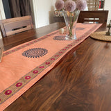 Polysilk Blockprinted Peach Mandala Runner