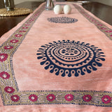 Polysilk Blockprinted Peach Mandala Runner