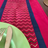 Polysilk Handblock Printed Cherry Zigzag Runner