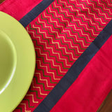 Polysilk Handblock Printed Cherry Zigzag Runner