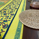 Polysilk Blockprinted Jaal Yellow Runner