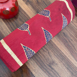 Polysilk Blockprinted Maroon Leaf Runner