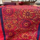 Polysilk Blockprinted Red Jaal Runner (Blue Patti)