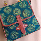 Ajrakh Flap Sling Bag Green Ashtakon