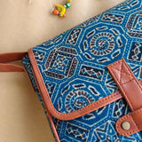 Ajrakh Flap Sling Bag Blue Shatkon