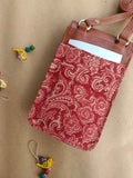 Cross-body Mobile Pouch Kalamkari Red