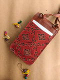 Cross-body Mobile Pouch Ajrakh Red Jaali