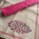 Handblock Printed Table Linen Set- Mughal motif Pink