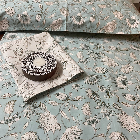 Asmani Handblock Printed Bedsheet