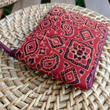 Unisex Ajrakh Square Wallet Red Traditional