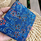 Unisex Ajrakh Square Wallet Blue Jaal