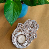 Woooden Block Tea Light Holder Hamsa