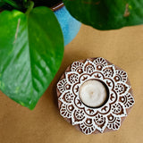 Wooden Block TeaLight Holder Alpana