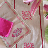 Handblock Printed Table Linen Set- Mughal motif Pink