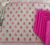 Handblock Printed Table Linen Set- Pink