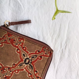 Unisex Ajrakh Square Wallet Brown Jaali
