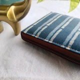Unisex Square Ajrakh Wallet Dabu Blue stripe