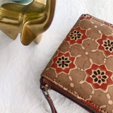 Unisex Ajrakh Square Wallet Brown Star