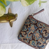 Unisex Kalamkari Square Wallet Blue Gaj