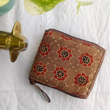 Unisex Ajrakh Square Wallet Brown Star