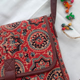 Ajrakh Flap Sling Bag Red Charkha