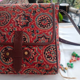Ajrakh Flap Sling Bag Red Charkha