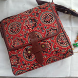 Ajrakh Flap Sling Bag Red Charkha