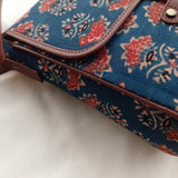 Ajrakh Flap Sling Bag Blue Dahlia