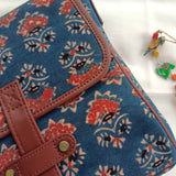 Ajrakh Flap Sling Bag Blue Dahlia