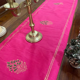 Polysilk Blockprinted Fuschia Pink Floral
