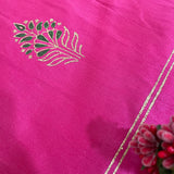 Polysilk Blockprinted Fuschia Pink Floral