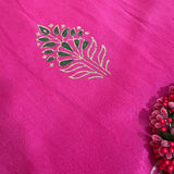 Polysilk Blockprinted Fuschia Pink Floral