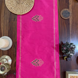 Polysilk Blockprinted Fuschia Pink Floral