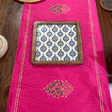 Polysilk Blockprinted Fuschia Pink Floral
