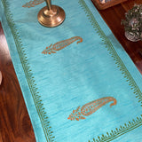 Polysilk Blockprinted Blue  Ambi Runner
