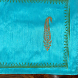 Polysilk Blockprinted Blue  Ambi Runner