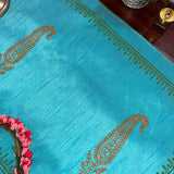 Polysilk Blockprinted Blue  Ambi Runner