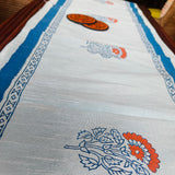 Polysilk Handblock Printed Blue Flower Runner