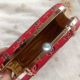 Box Clutch Ajrakh Modal Red (Round Edge)