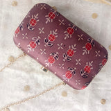 Box Clutch Ajrakh Modal Ash Brown Round (Round Edge)