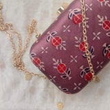 Box Clutch Ajrakh Modal Ash Brown Round (Round Edge)