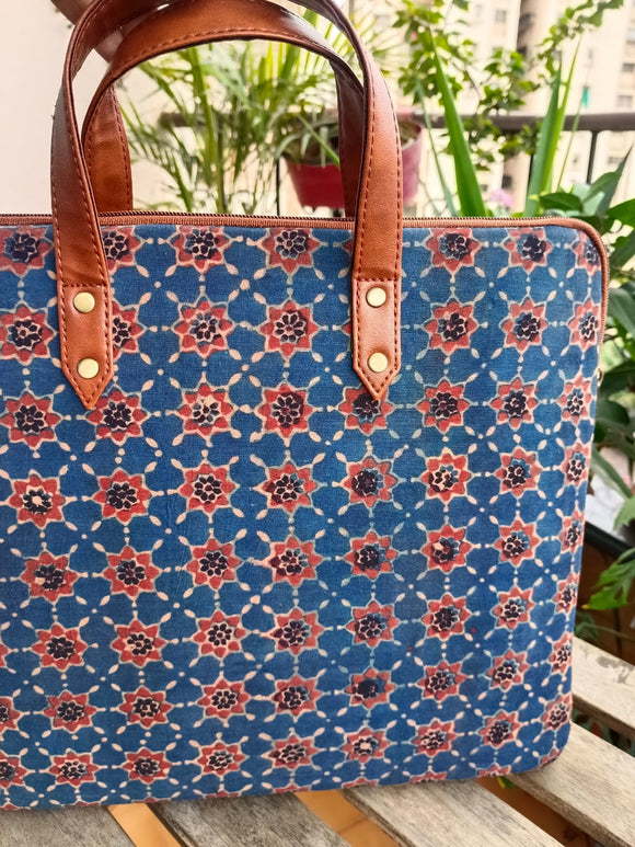 Laptop Sleeve Ajrakh Blue Star