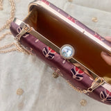 Box Clutch Ajrakh Modal Ash Brown Round (Round Edge)