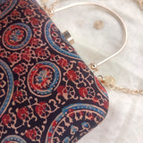 Box Clutch Ajrakh Modal Black ( Round Edge)
