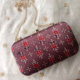 Box Clutch Ajrakh Modal Ash Brown Round (Round Edge)