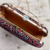 Box Clutch Ajrakh Modal Black ( Round Edge)