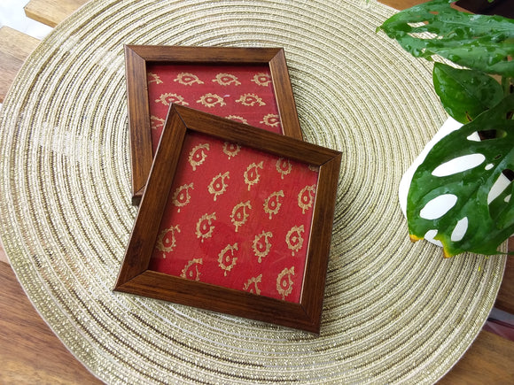 Handcrafted Table Coaster Maroon- Set of 2