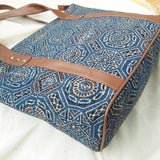 Ajrakh Tote Bag Blue Shatkond