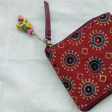 Unisex Square Ajrakh Wallet Red Circle